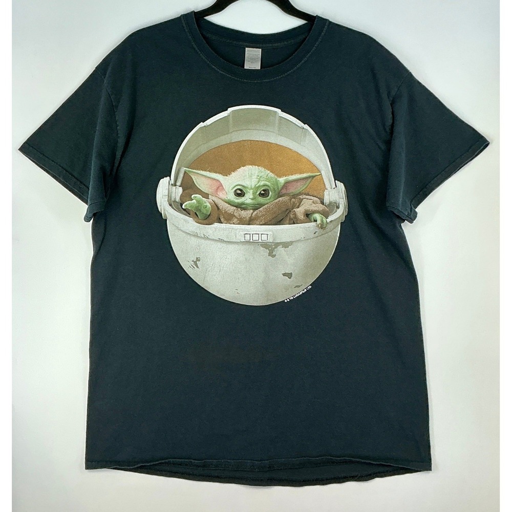Star Wars Grogu Baby Yoda Graphic Tee Size L Black Crewneck Short Sleeve Casual